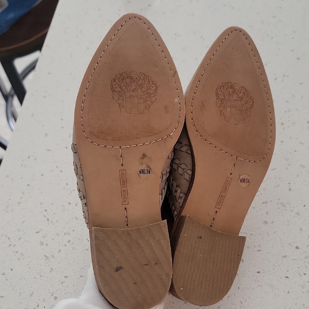 Vince Camuto Tan Mules with Textured Knitted Accent - Picture 4 of 4